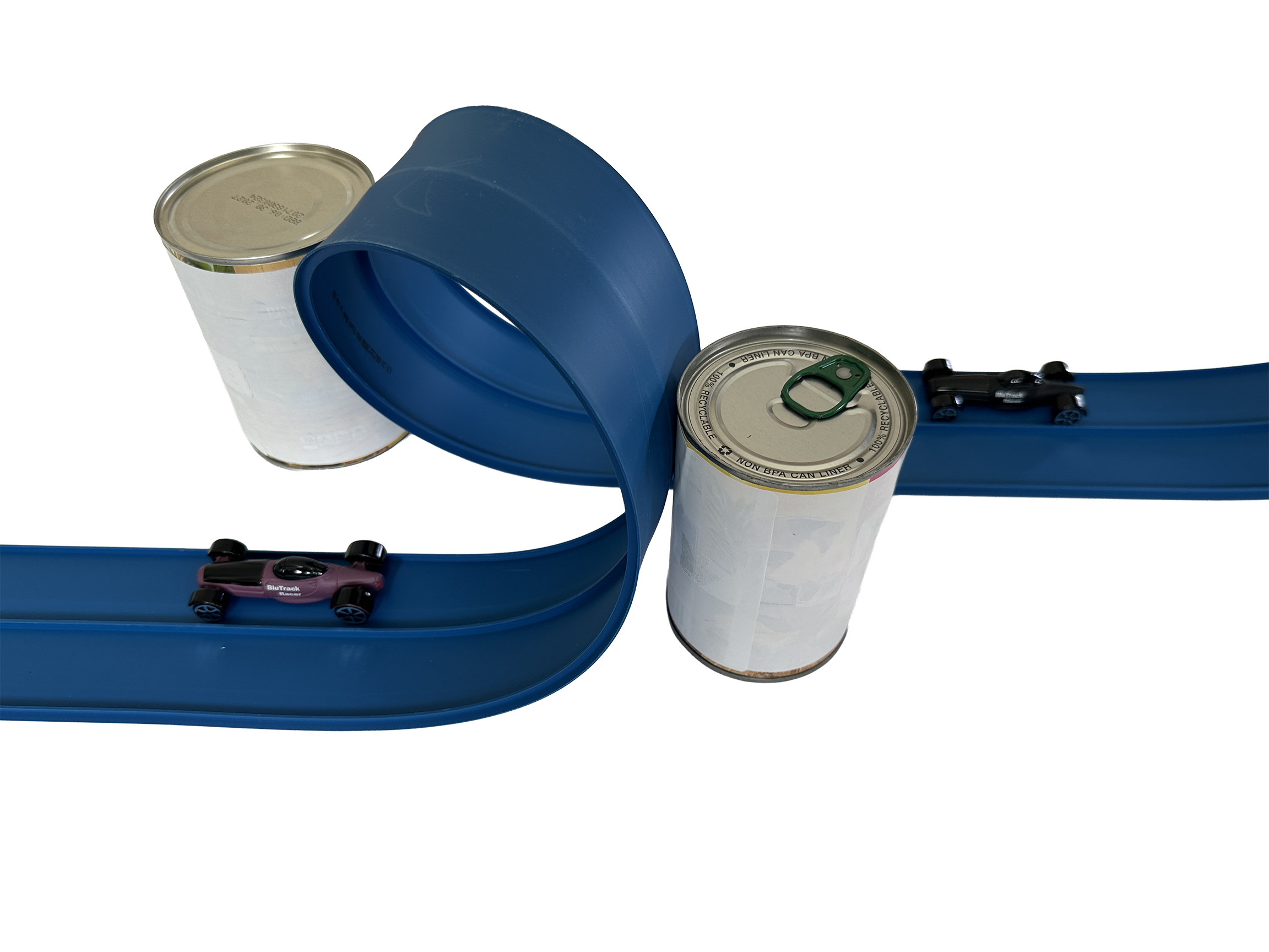 Blu Track Mini loop supported by 2 canned goods